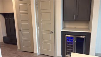 Designer interior with wine fridge